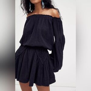 Free People Black Noir Gaia Mini Dress